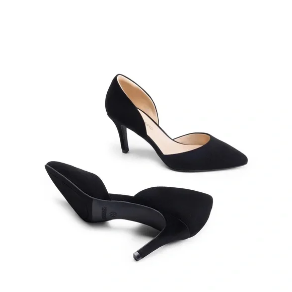 NWOT Dream Pairs Black D’Orsay Heels |  Size 9 | 3-Inch Pointed Toe Pumps - Picture 3 of 7